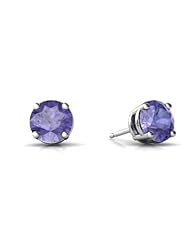 Genuine Tanzanite 14kt White Gold Stud Earrings