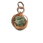 Jasper Pendant 15 Stone Wire Wrapped Forest Green Nest Copper 1.2