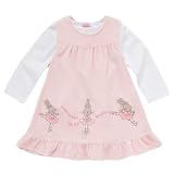 Lettice-Baby's pink 'Lettice' embroidered velour pinafore set-3-6 months