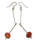 Coral Earrings 09 Dangle Red Gemstone Silver Crystal Healing Long 3