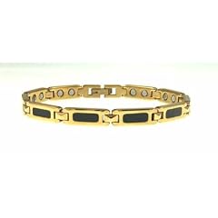Kala-isbijoux - Herren - Armband Magnet Wolfram , Vergoldet und emailliert schwarz mit Magneten 2500 Gauss- L�nge 21 cm