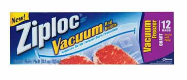 Ziploc Vacuum Pump Refill Bags, Quart Size, 12 Count