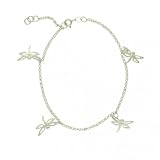 Bling Jewelry .925 Sterling Silver Multi Dragonflies Ankle Bracelet