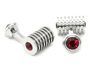 Boutons de manchettes - Barils avec cristaux Swarovski rouge rubi