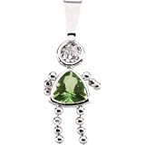 Genuine IceCarats Designer Jewelry Gift 14K White Gold Girl Pendant W/Cz & Trillion Imitation Birthstone. August Girl Pendant W/Cz & Trillion Imitation Birthstone In 14K White Gold