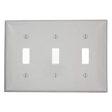 Leviton 80711-GY 3-Gang Toggle Device Switch Wallplate, Gray