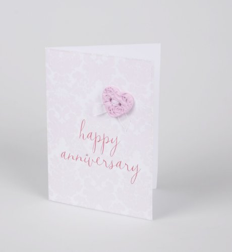 Pink Resin Heart Anniversary Card