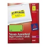 Avery High Visibility 2 x 4 Inch Labels, Assorted Fluorescent Colors 150 Pack (5978)