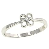 Ladies prong Set Round Diamond Clover Ring .03cttw