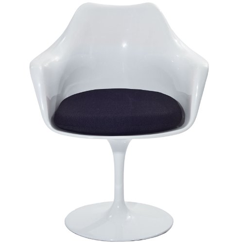 LexMod Eero Saarinen Style Tulip Armchair with Black Cushion