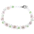 Freshwaster Pearl Bracelet with Bicone Beads - Green - 7'' Length