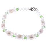 Freshwaster Pearl Bracelet with Bicone Beads - Green - 7'' Length