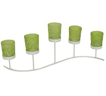 White Iron Serpentine w/ Flocked Votives in green