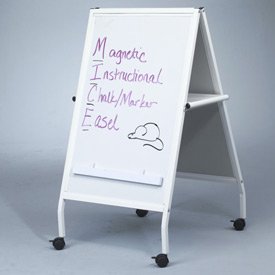 White Magnetic Instructional Chalk And Marker Mobile Easel