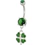 Emerald Green LUCKY CLOVER Dangle Belly Ring