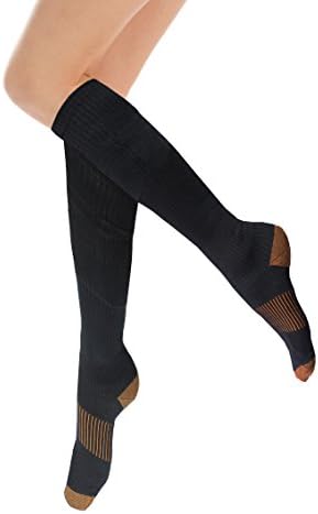 HomeTek USA Performance Compression Running Socks, Black and Gold, 1 Count