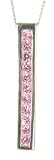 Image of Silver Ladies Pink Cubic Zirconia Stick Pendant 18