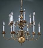 Holtkotter 2312/6+6 AB Antique Brass Traditional / Classic Dining Room Twelve Light Up Lighting Two Tier Chandelier