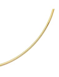 16" 14K Yellow Gold 2.0mm (0.08") Polish Diamond Cut Classic Omega Necklace w/ Lobster Clasp