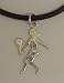 Sterling Silver Female Tennis Player Charm with 18" Black Cord Necklace
