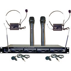 Pyle PDWM4300 4 Mic VHF Wireless Microphone System