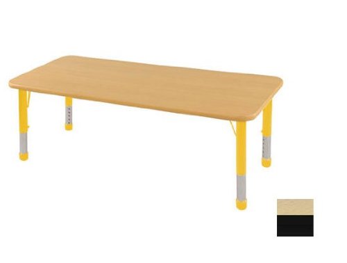 Early Childhood Resource ELR-14109-MBBK-C 24 in. x 72 in. Maple Rectangular Adjustable Activity Table with Black Chunky Leg