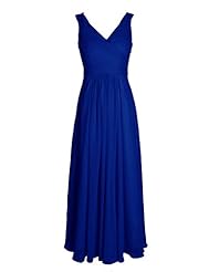 Junior V-neck Chiffon Floor Length Flowy Gathered Evening Dress/Bridesmaid Dress/Prom Dress/Party Dress 