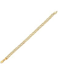 14K 7.25" Yellow Gold Polish Diamond Cut Lite Charm Bracelet With Lobster Clasp