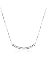 Sterling Silver Cubic Zirconia Bar Necklace, 18"