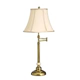 Kichler Lighting 70652 Kirketon 26.5-Inch Portable Swing Arm Table Lamp, Aged Brass and Faux Marble Accent with Champagne Soft Back Shade