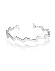 Fashion Plaza Womens 925 Sterling Silver Wave Cuff Bangle Bracelet Weights 9g Expandable Y39