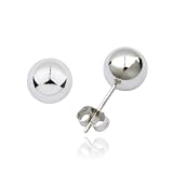 Platinum Plated Sterling Silver 8mm Ball Post Earrings