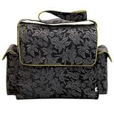 Floral Black and Charcoal Messenger Bag