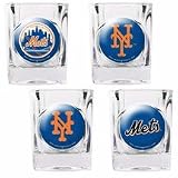 MLB New York Mets Four Piece Square Shot Glass Set (Individual Logos)