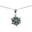 Sterling Silver Floral Turquoise Pendant