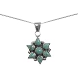 Sterling Silver Floral Turquoise Pendant
