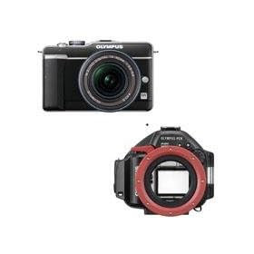 Olympus PEN E-PL1 Digital Camera with 14-42mm Micro Four Thirds Lens - Bundle - with PT-EP01 Underwater Housing, Black