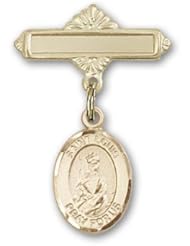 Gold Filled Baby Badge with St. Louis Charm and Polished Badge Pin