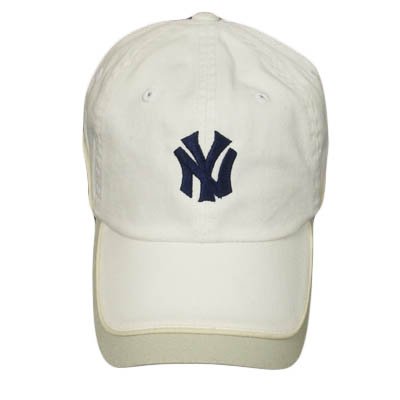 MLB NEW YORK YANKEES WHITE COTTON BLUE HAT CAP ADJ NEW
