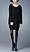 ELLAZHU Women Long Sleeve Solid Crew Neck Side Pockets Shirtdress GA05 Black