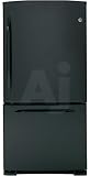 Review GE  / GE GDSC3KCXBB 22.9 cu. ft. Bottom-Freezer Refrigerator with 4 Glass Shelves, Gallon Door Storage, Snack Drawer and Illuminated Upfront Temperature Controls: Black