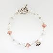 Crystal Quartz and Clear Crystal Beaded Toggle Bracelet with Sterling Silver Flower Blossom Charm, 7 1/4" Length, #7526
