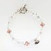 Crystal Quartz and Clear Crystal Beaded Toggle Bracelet with Sterling Silver Flower Blossom Charm, 7 1/4" Length, #7526