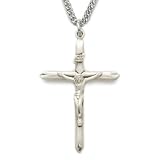 Sterling Silver Crucifix Necklace w/ Pointed Ends on 24 Chain