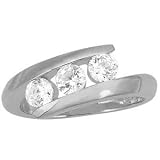 18K White Gold Three-Stone Diamond Ring