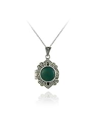 Sterling Silver Aragonite and Marcasite Locket Pendant