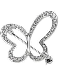 14k White-Gold 1/4 Ct Tw Diamond Butterfly Brooch by US Gems