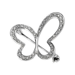 14K White Gold 1/4CTTW Diamond Brooch Ring Size 6