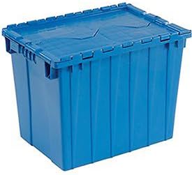 Distribution Container With Hinged Lid, 21-7/8x15-1/4x17-1/4, Blue - Lot of 3