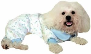 Vo-Toys Doggie Duds Paw Print PJs Pastel with Blue Trim Medium